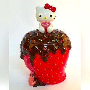 Hello Kitty Ceramic Cookie Jar chocolate covered strawberry 🍓🍓🍓